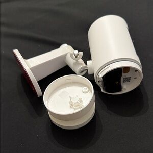 Ring Outdoor Security Camera Mount and Housing in White with Red Accent